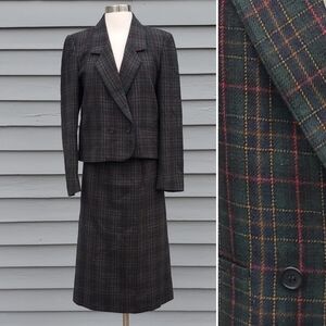 Vintage Wool Peabody House Suit Authentic Tartan Windowpane Plaid Academia XS/Sm
